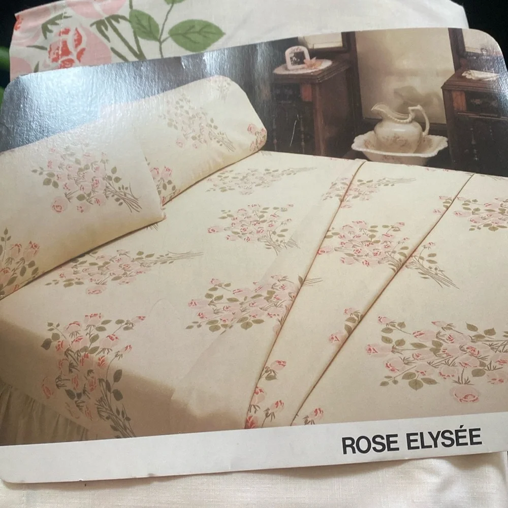 Heritage rose Elysee sheet set polyester and cotton